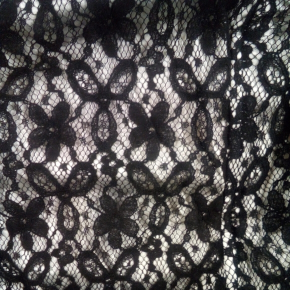 Charlotte Russe Black over white eyelash Lace floral Bustier Sz L Zip Back - Picture 2 of 3